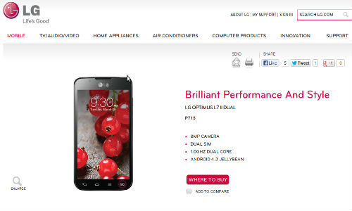 LG Optimus L7 2 Dual Spotted Running On Android 4.3 