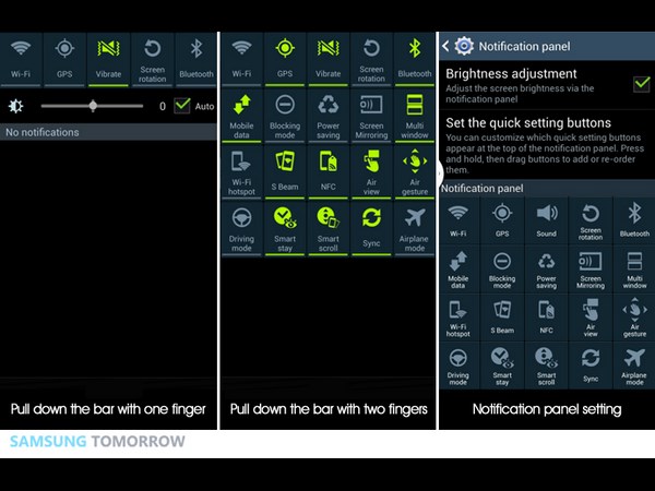 Samsung Galaxy S4: Access Quick Setting Panel 