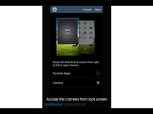 Samsung Galaxy S4: Access the camera from lock screen