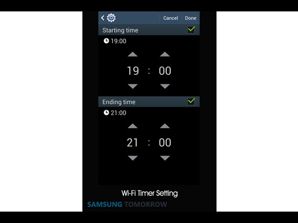 Samsung Galaxy S4: Wi-Fi Timer