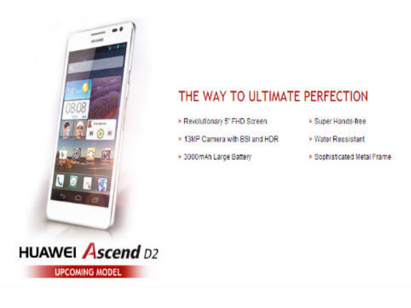 Huawei Ascend D2 on Company Website