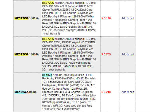 Asus FonePad HD 7 and 2 Variants of MeMO Pad HD: Specs Leaked