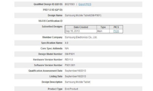 Samsung Galaxy Note 12.2 Spotted on Bluetooth SIG as SM-P901