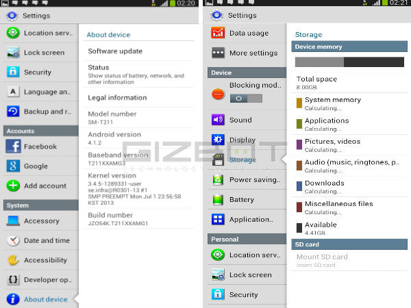 Samsung Galaxy Tab 3 T211 Hands on Review