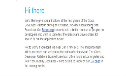 Google Announces to Showcase Glassware Development Kit on November 19