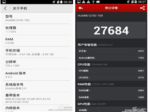 Huawei G750 Leaked Online Touting MediaTek MT6592 Octa Core SoC 