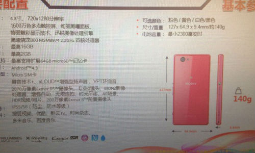 Sony Xperia Z1 Mini To Reach Other Markets on 3 January, 2014