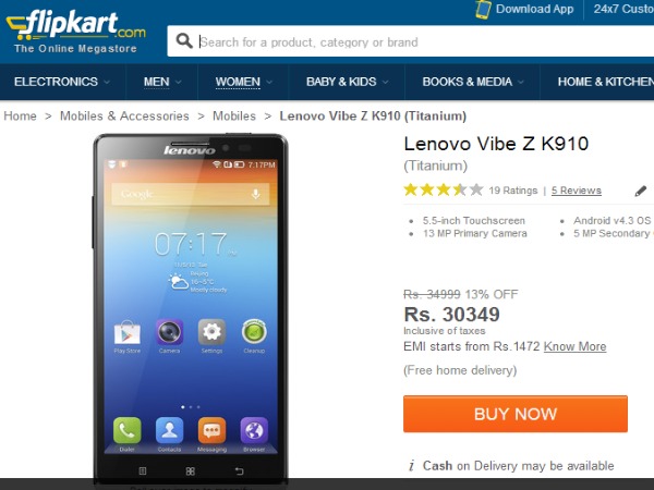Lenovo Vibe Z Best Price in India