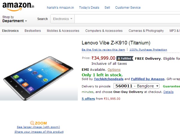 Lenovo vibe Z Best Price in India