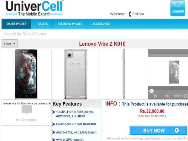 Lenoov Vibe Z Price in India