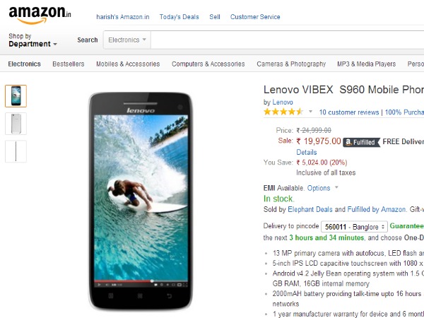 Lenovo Vibe X Best Price in India