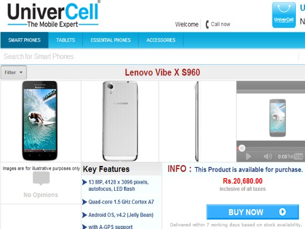 Lenovo Vibe X Best Price in India