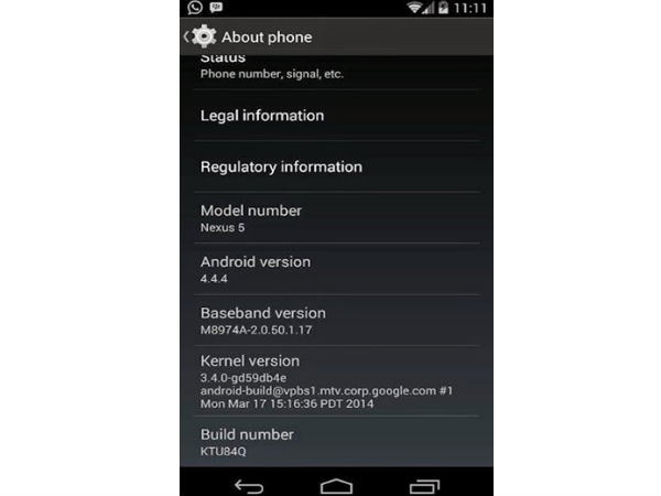 Google Releases Android 4.4.4_r2 Update for Nexus 5 In India