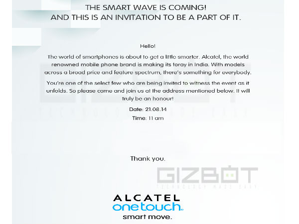 Alcatel Latest Press Invite Teases New Smartphone Release Alcatel Latest Press Invite Teases New Smartphone Release