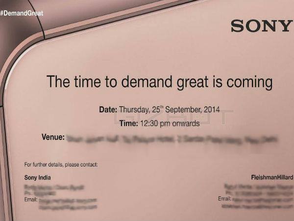 Sony Sends Out Invite for Sept 25 Event in India: Xperia Z3 Coming? 