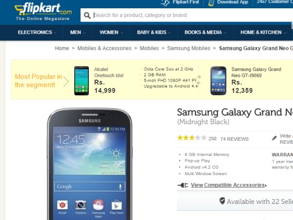Flipkart ( Samsung Galaxy Grand Neo )