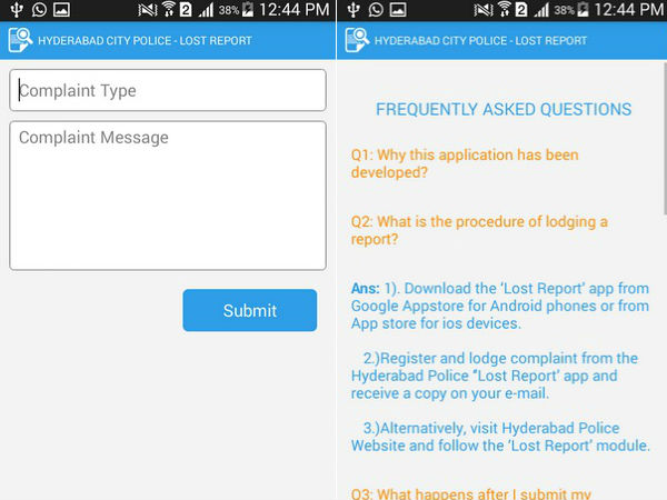 Mobile App for Reporting loss of Articles launched by Hyderabad Cops