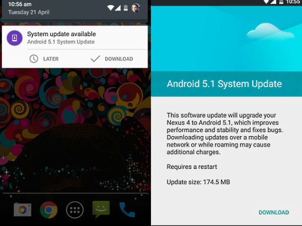 Android 5.1 Lollipop Update Rolled-out for Nexus 4 and Nexus 7