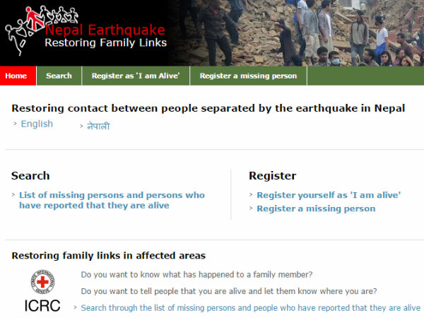 ICRC launches Website to Trace Missing Quake Victims