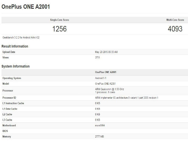 OnePlus Two Benchmark Score Revealed Online With Snapdragon 810 SoC
