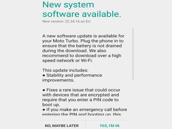 Motorola's Moto Turbo Receives Minor Software Update