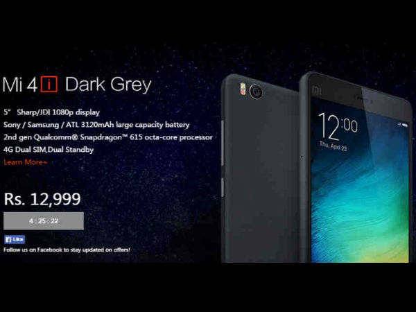 Xiaomi Mi 4i Dark Grey Version to go on Flash Sale at 2PM Today