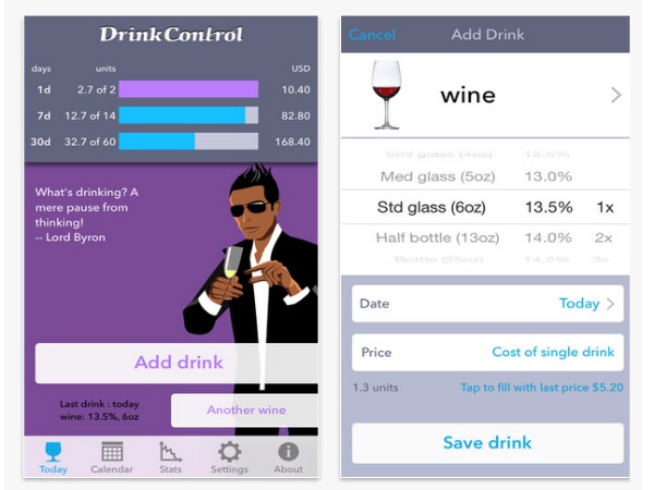 Smartphone app to check daily alcohol limit