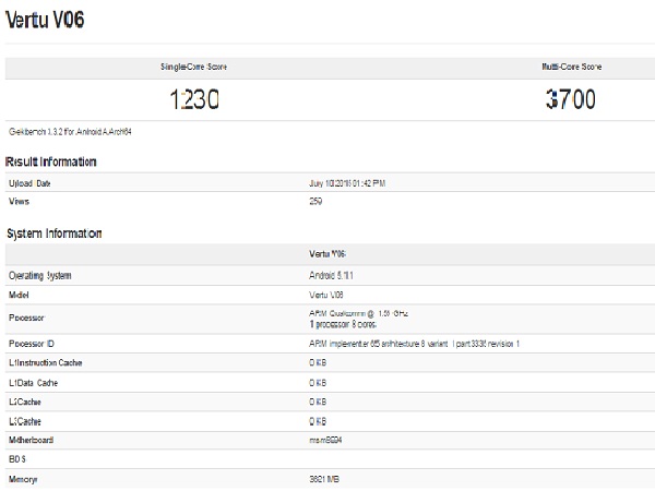 Vertu V06 luxury smartphone with Snapdragon 810 CPU, 4GB RAM spotted