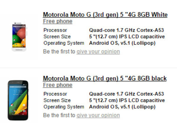 Motorola Moto G (3rd Gen) with 2GB RAM, Snapdragon 610 CPU Listed