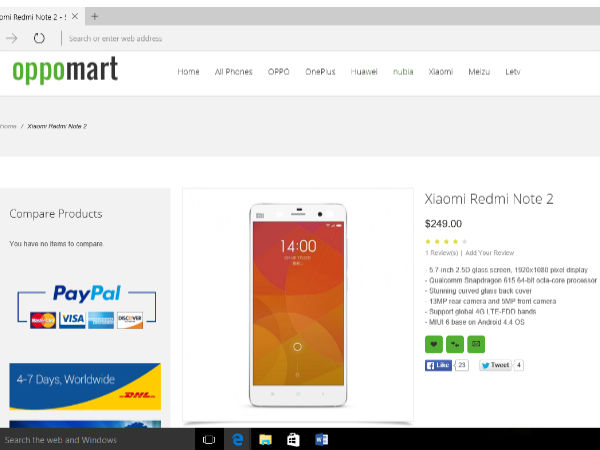 Xiaomi Redmi Note 2 spotted in listing by Oppomart