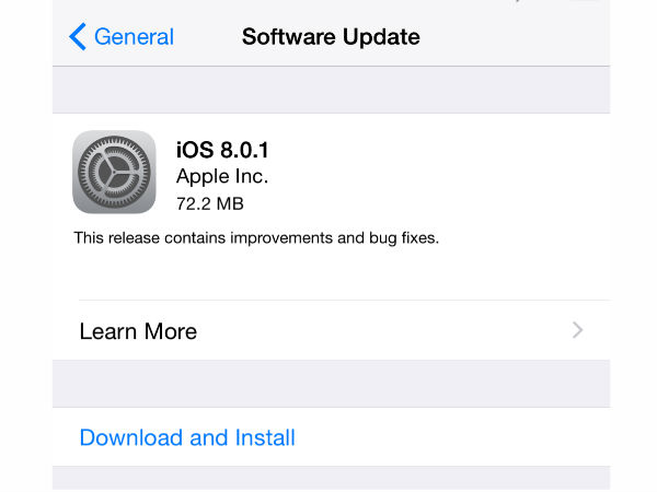 iOS 8.0.1 Update