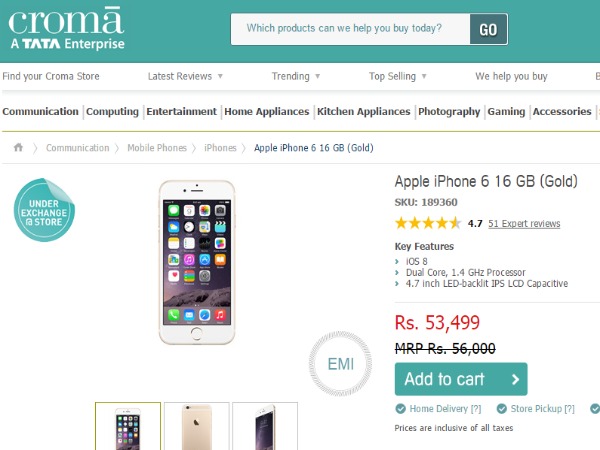Apple iPhone 6: Buy on Cromaretail