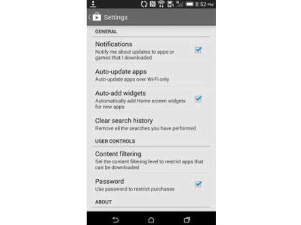 Google Play Store Settings