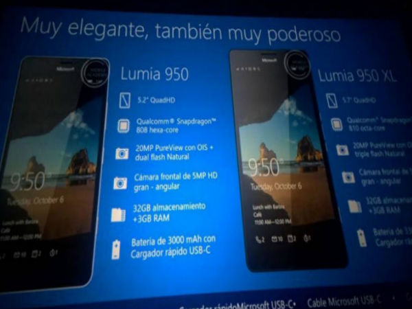 Microsoft Lumia 950XL, Lumia 950 and Lumia 550 Specs Leaked [Report]