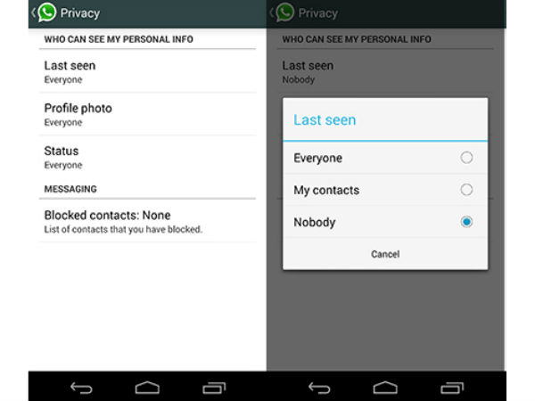 Hide Last Seen, Profile Photo and Status