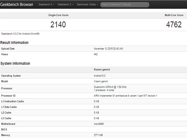 Unannounced Xiaomi smartphone codenamed 