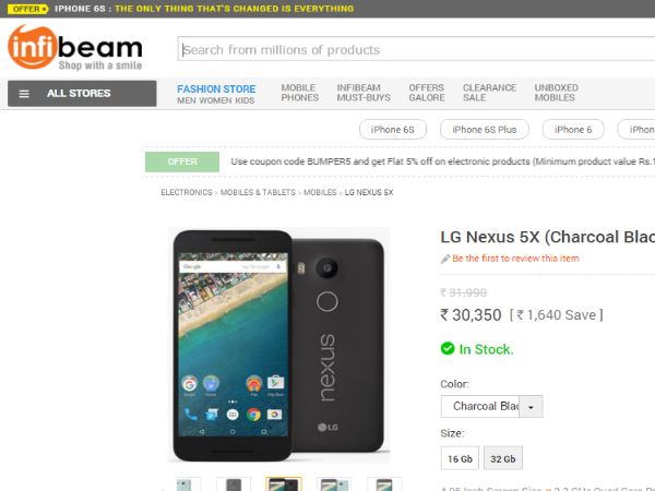 Infibeam (LG Nexus 5X (Charcoal Black) (16GB))