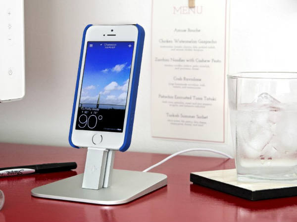 brushed Metal Stand Designed to Work with your Apple Lightning Cable