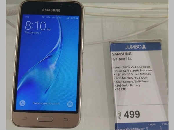 Samsung Galaxy J1 (2016) spotted on sale in Dubai even before launch