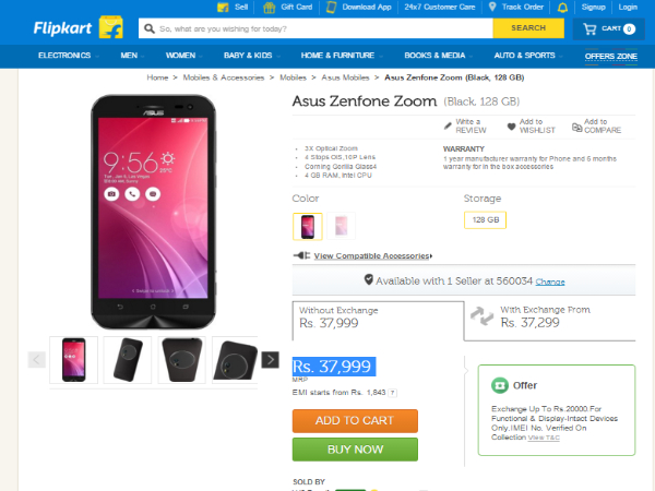 Asus ZenFone Zoom Exchange Offer: Exchange Up To Rs.20000.