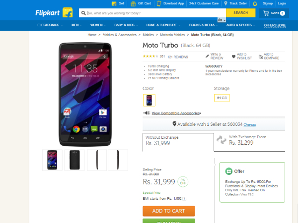 Motorola Moto Turbo Exchange Offer: Exchange Up to Rs. 15,000. 