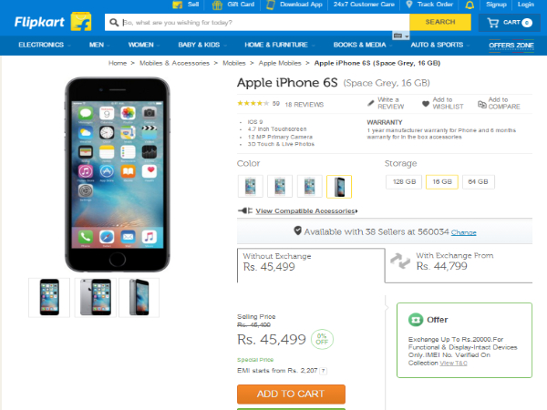 Apple iPhone 6s Exchange Offer: Exchange Up To Rs.20,000