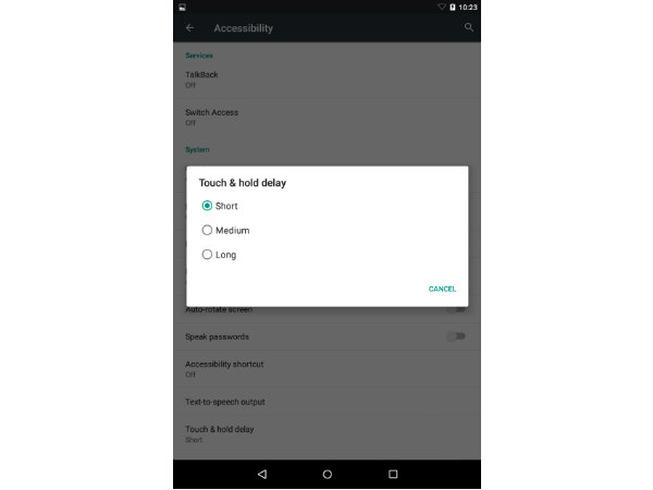 Touch and Hold Delay 