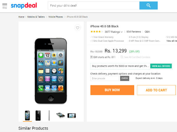 Apple iPhone 4s in Snapdeal