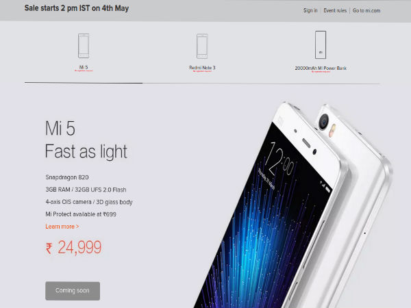Xiaomi Mi 5, Redmi Note 3 and 20000mAh Power Bank Coming in May