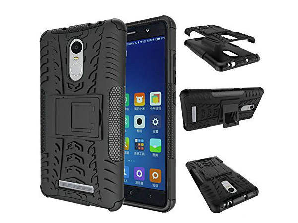 Chevron Tough Hybrid Armor Back Cover Case with Kickstand for Xiaomi RedMi Note 3 (Black)