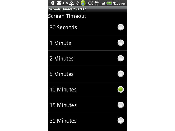 Screen timeout should be minimum