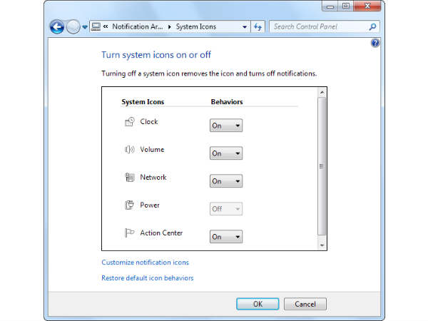 Restore Hidden Notification Area Icons