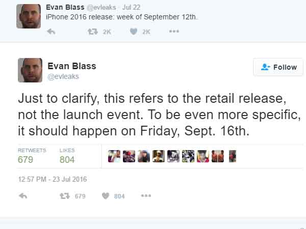 iPhone 7 Release date