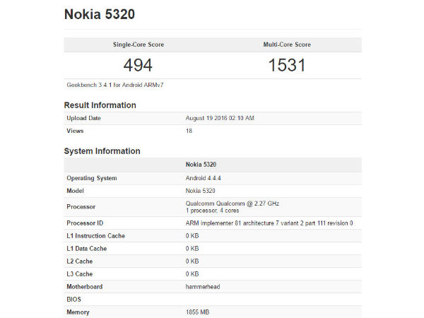 GeekBench Specifications Leak